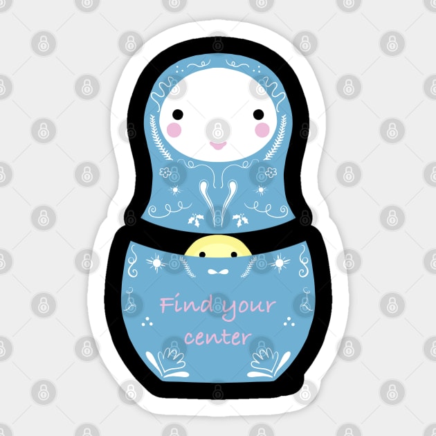 Find Your Center Nesting Doll Sticker by Batcat Apparel